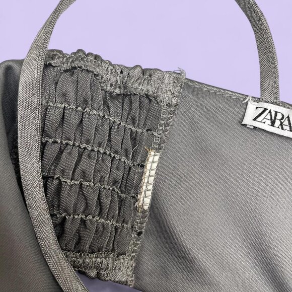 ZARA Grey Velvety V-Neck Bralette Top – Size M - Picture 8 of 8